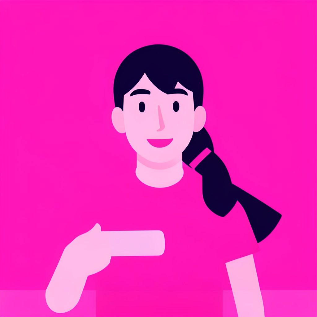 Flat vector illustration of a stylized video camera and speech bubble on a charcoal background with magenta accents, moody